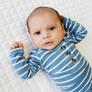 Knotted Baby Gown - Striped Blue