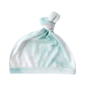 Top Knot Hat - Marbled Aquamarine