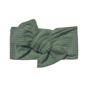 Bow Headband - Ribbed Evergreen