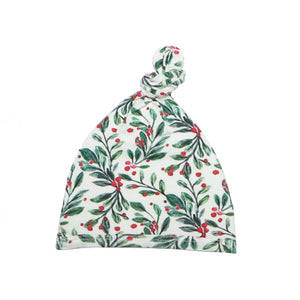 Top Knot Hat - Holly Berry