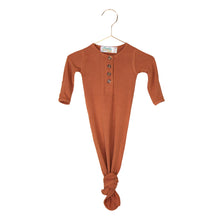 Load image into Gallery viewer, Knotted Baby Gown - Ribbed Rust