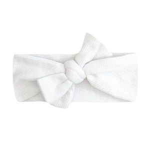 Bow Headband - Waffle White