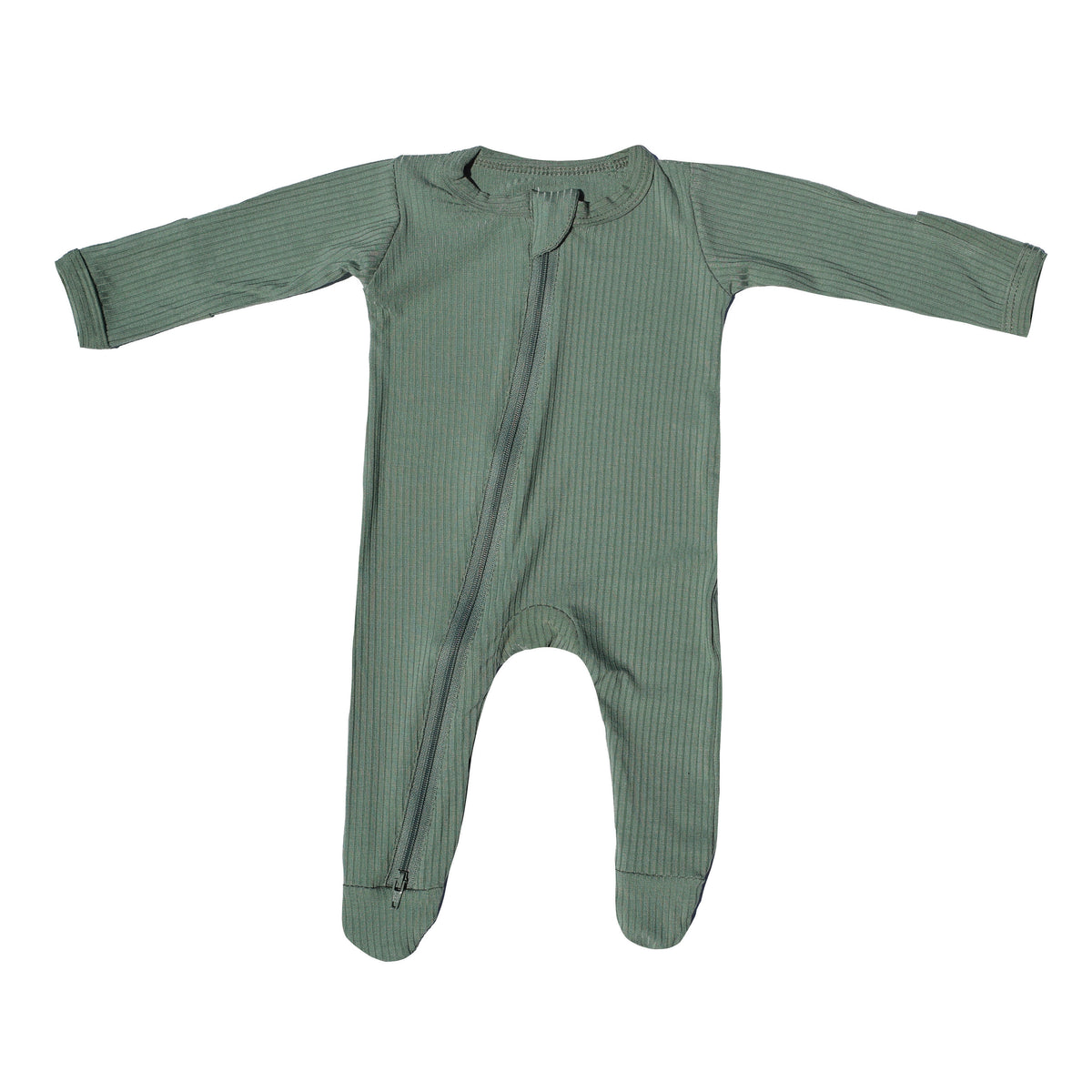 2 Way Zip Romper - Ribbed Evergreen – Presley Couture