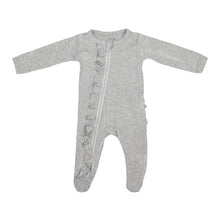 Load image into Gallery viewer, Ruffle 2 Way Zip Romper - Ribbed Gray