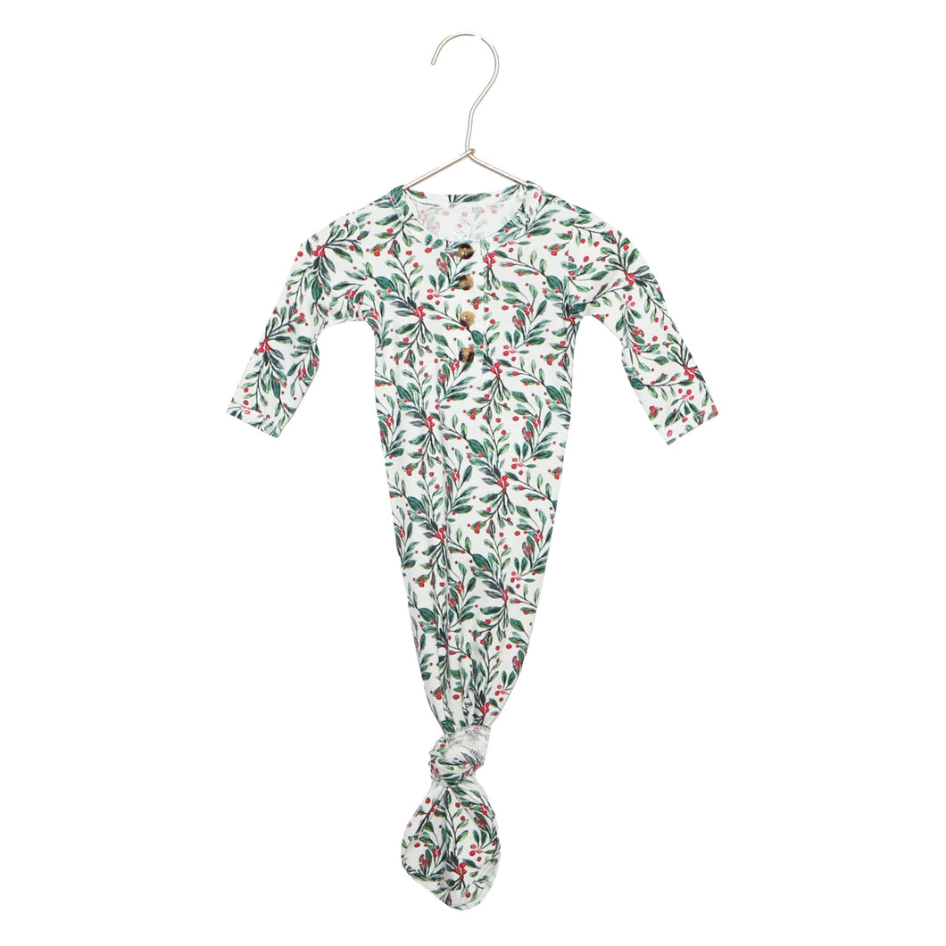 Knotted Baby Gown - Holly Berry