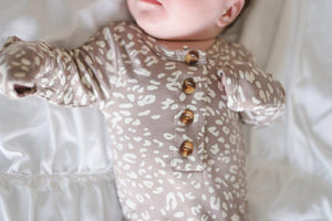 Knotted Baby Gown - Mocha Leopard