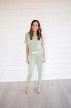 Load image into Gallery viewer, Green Stripe - Women&#39;s Short Sleeve Lounge Set