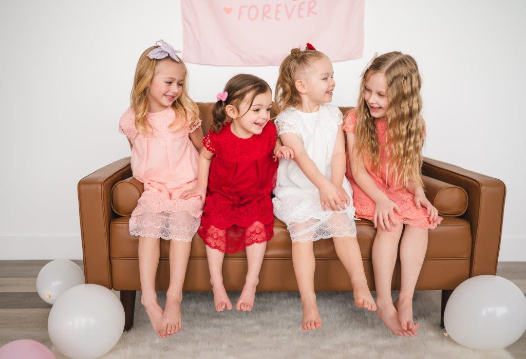 Girls' Pink Cherry Blossom Lace Eyelet Dress | Presley Couture 7/8 Girls' Pink Cherry Blossom Lace Eyelet Dress | Presley Couture 7/8