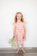 Load image into Gallery viewer, Button Twirl Dress - Peach Check