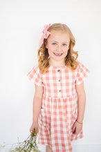 Load image into Gallery viewer, Button Twirl Dress - Peach Check