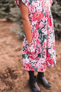 Button Twirl Dress - Forever Blooming