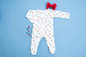 Ruffle 2 Way Zip Romper - Star Spangled