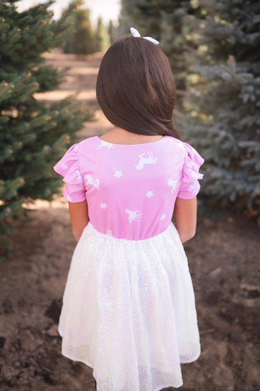 sequin dress unicorn Sequin Unicorn Dress for Girls, 1-10Y with Headband Birthday Dance Party Dresses,