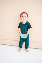 Load image into Gallery viewer, Emerson Essential Romper - Dark Teal w/ Stripes