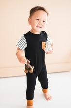 Load image into Gallery viewer, Emerson Essential Romper - Black w/ Stripes