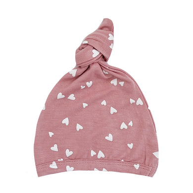 Top Knot Hat - Rosy Hearts