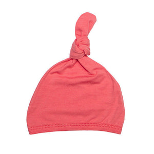 Top Knot Hat - Bright Coral