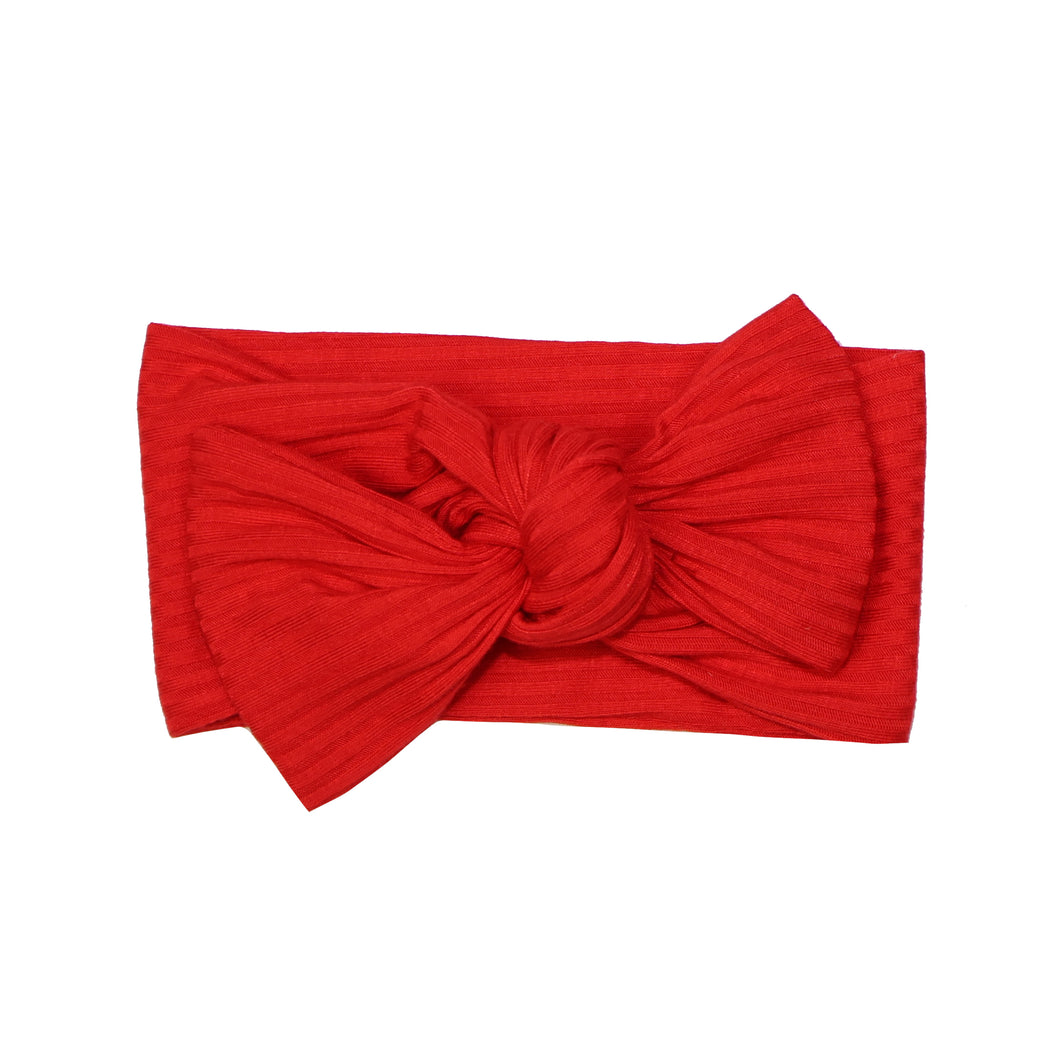 Bow Headband - Ribbed Red