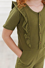 Load image into Gallery viewer, Ruffle Pocket Jumpsuit - Olive Green