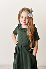 Load image into Gallery viewer, Army Green Ruffle Twirl Dress