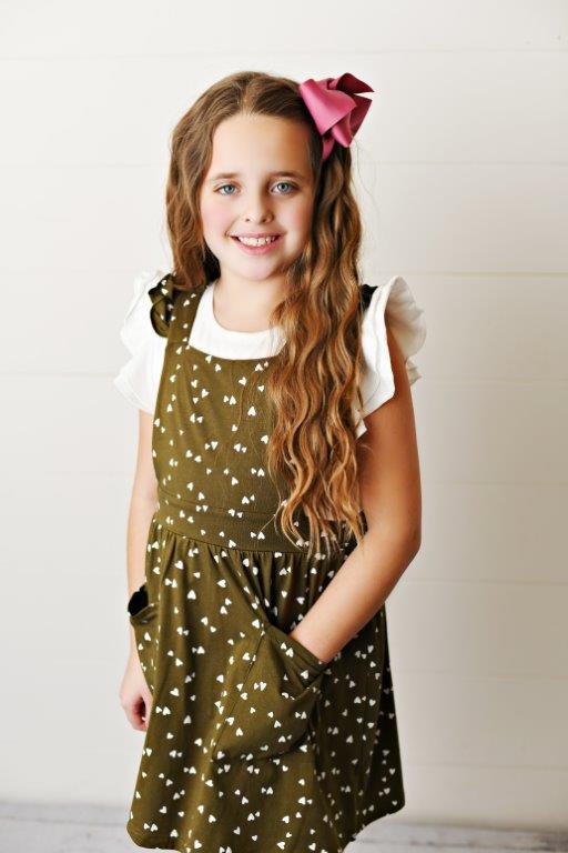 Girls' Cabernet Ruffle Pinafore Dress | Presley Couture 12/18m Girls' Cabernet Ruffle Pinafore Dress | Presley Couture 12/18m