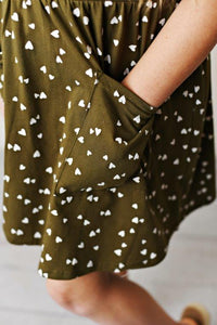 Softest Pinafore - Olive Green Heart