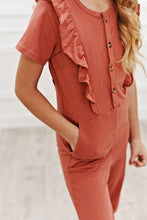 Load image into Gallery viewer, Ruffle Pocket Jumpsuit - Rust