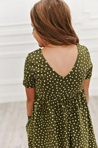 Olive Green Heart Twirl Dress