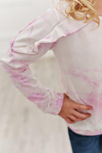 Long Sleeve Double Ruffle - Pink Tie Dye