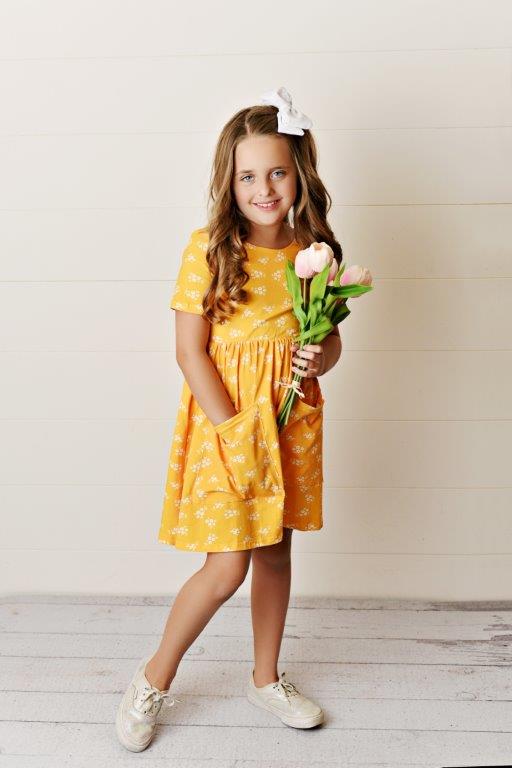 Yellow Flower Twirl Dress For Girls & Toddlers Yellow Flower Twirl Dress For Girls & Toddlers