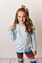 Load image into Gallery viewer, Long Sleeve Double Ruffle - Chambray