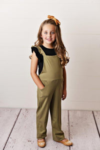 Olive Green Ruffle Overall