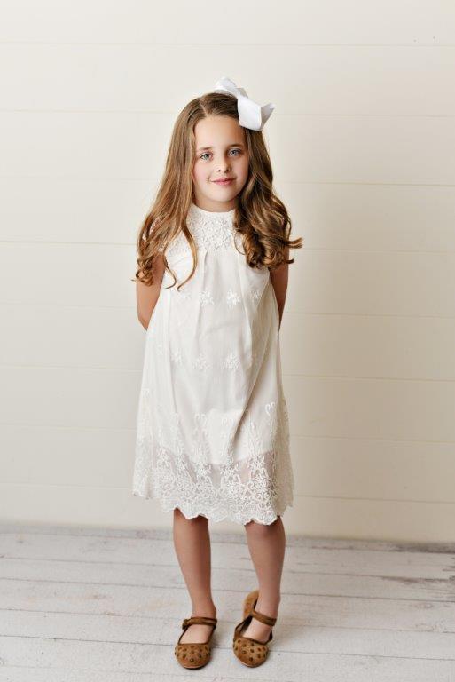 Girls' White Lace Eyelet Dress | Presley Couture 18/24m Girls' White Lace Eyelet Dress | Presley Couture 18/24m