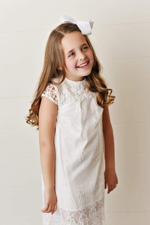 Girls' White Lace Eyelet Dress | Presley Couture 18/24m Girls' White Lace Eyelet Dress | Presley Couture 18/24m