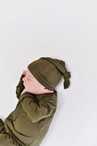 Top Knot Hat - Olive Green