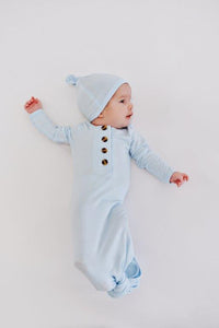 Knotted Baby Gown - Baby Blue