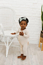 Load image into Gallery viewer, Ruffle 2 Way Zip Romper - Ribbed Oatmeal