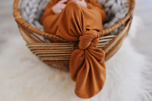 Knotted Baby Gown - Cognac