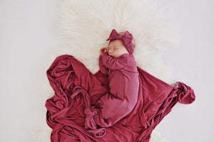 Knotted Baby Gown - Ribbed Mauve