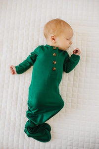 Knotted Baby Gown - Emerald Green