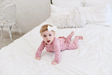 Load image into Gallery viewer, Ruffle 2 Way Zip Romper - Rosy Hearts