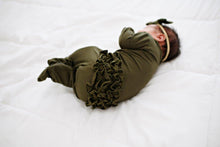 Load image into Gallery viewer, Ruffle 2 Way Zip Romper - Olive Green