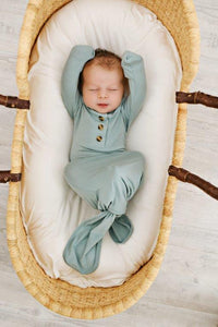 Knotted Baby Gown - Turquoise