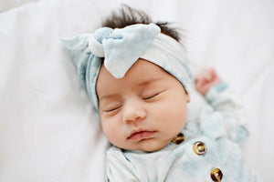Knotted Baby Gown - Marbled Aquamarine