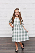Load image into Gallery viewer, Sage Green Gingham Dress