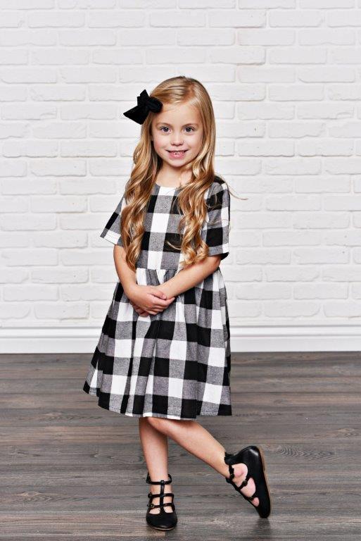 Girls' Black Gingham Dress | Presley Couture 3/4T Girls' Black Gingham Dress | Presley Couture 3/4T