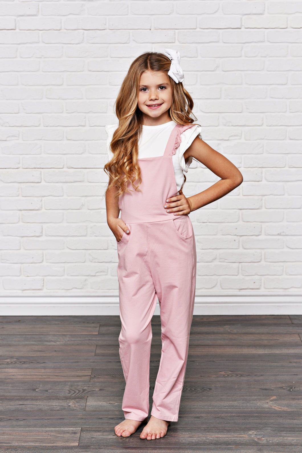 Dusty Rose Ruffle Overall