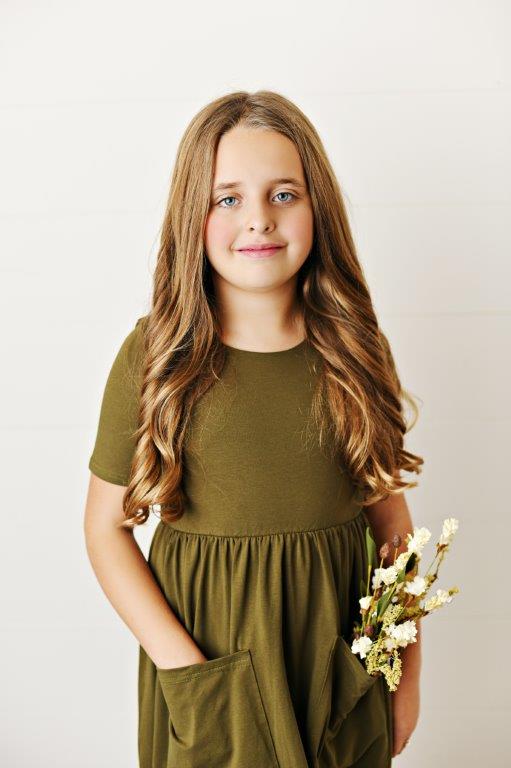 olive green dress for toddler girl Georgina Girls Dress - Olive Green