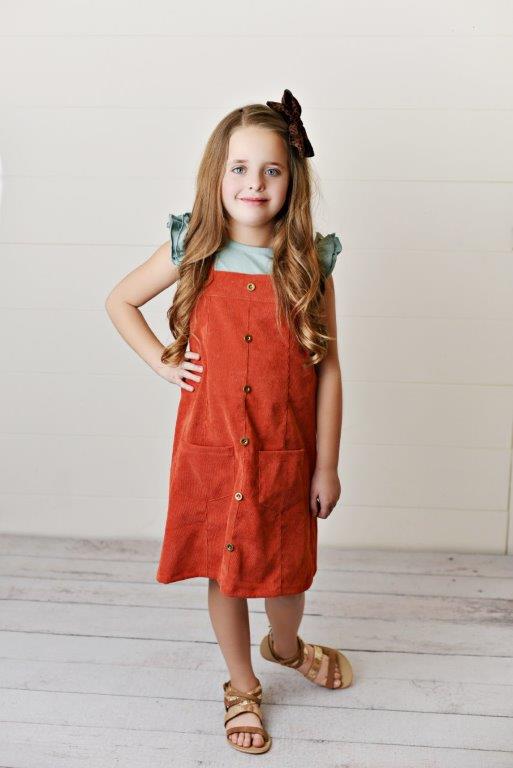 Rust Corduroy Jumper For Girls & Toddlers | Presley Couture 18-24 Months Rust Corduroy Jumper For Girls & Toddlers | Presley Couture 18-24 Months