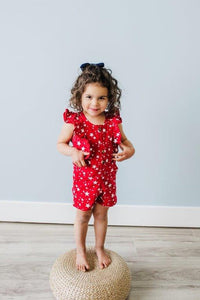 Shorts Romper - Red Stars